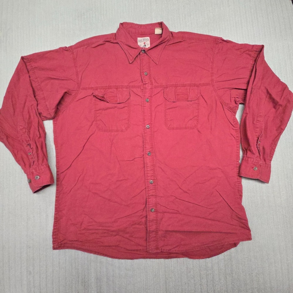 RedHead Shirt Mens XL Red Long Sleeve Button Up Down Flap Pockets Casual